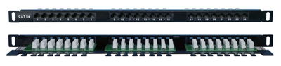 Патч-панель высокой плотности 19'', 0.5U, 24 порта RJ-45, категория 5E, Dual IDC