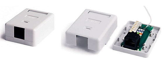 Розетка RJ-45, одинарная, белая, 47х64,5х25,2 мм