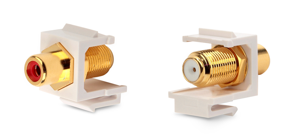Вставка формата Keystone Jack, F-type / RCA красный (IN/OUT), белая