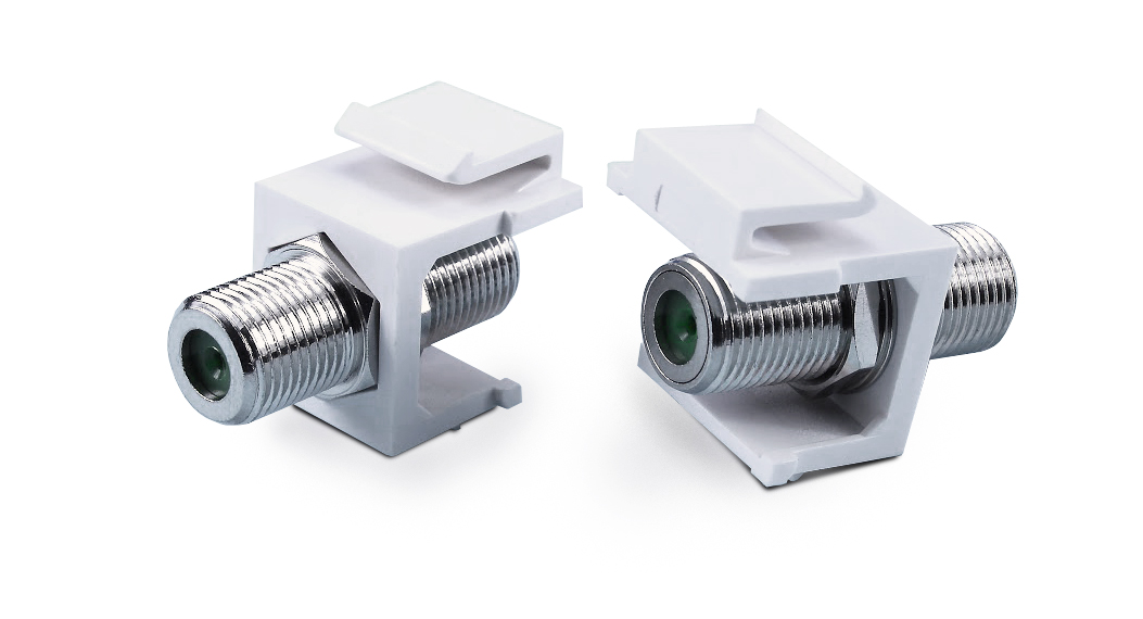 Вставка формата Keystone Jack с проходным адаптером F-типа, nickel plated