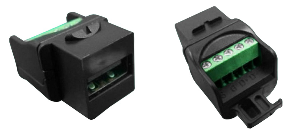Вставка формата Keystone Jack USB 2.0 (Type A) под винт, ROHS, черная