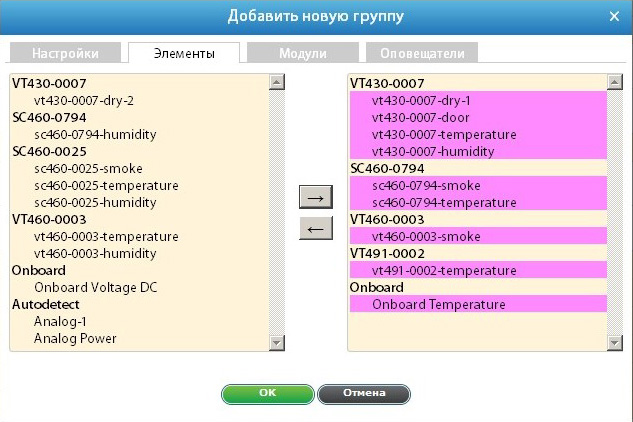 Система мониторинга IT-оборудования. Вкладка Элементы